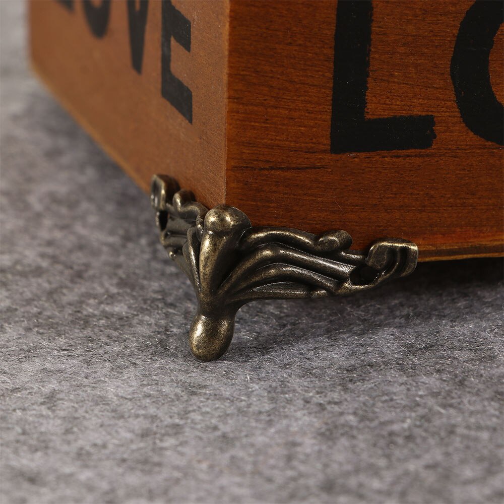 4 pz/lotto stile Vintage ▾ staffe angolari in metallo scatola di gioielli custodia in legno piedi gamba angolo protettore accessori per mobili