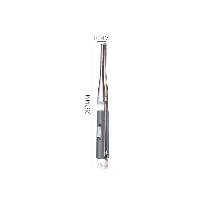 Sliding Button Food Barbecue Grill Tongs Stainless Steel Bread Buffet Clip Non-Stick Clamp Home Kitchen Cooking Accessories: 10 Inch Grey Tongs
