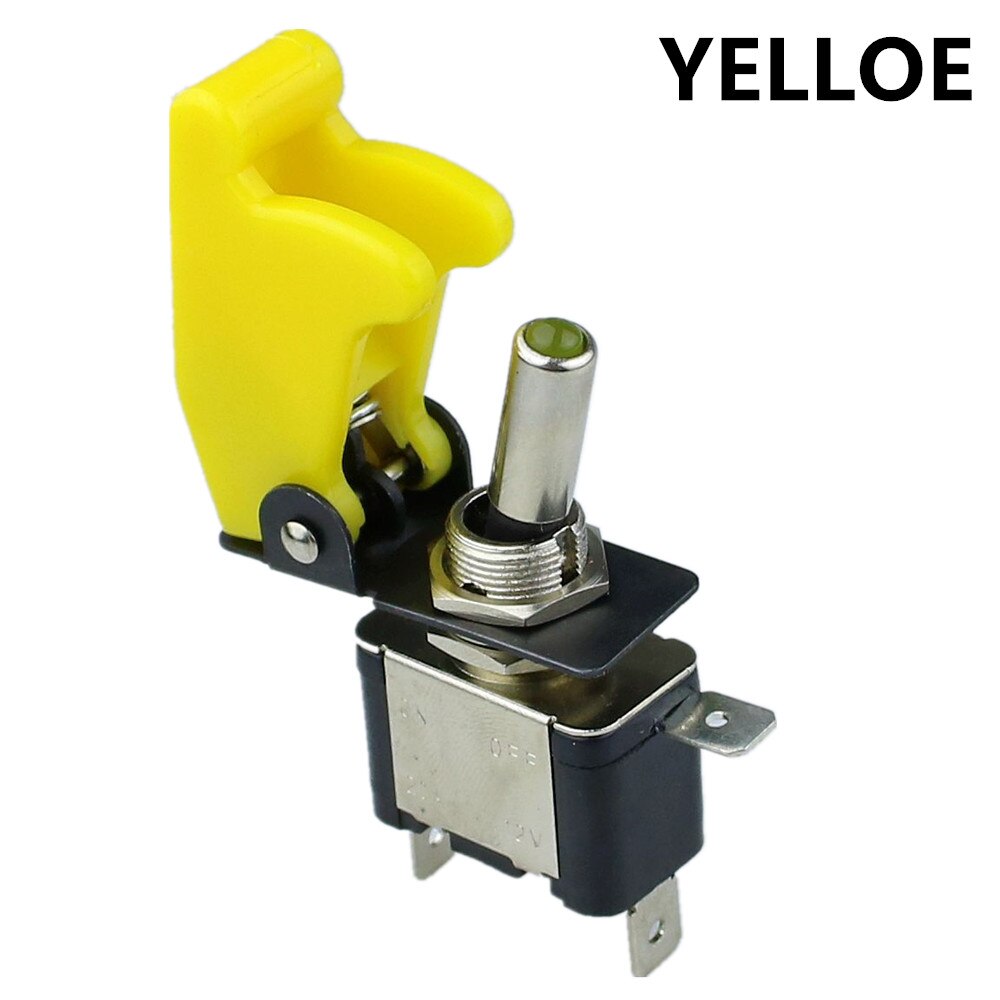 illuminated LED Toggle Switch With Missile Style Flick Cover 12V Car Dash: yellow s