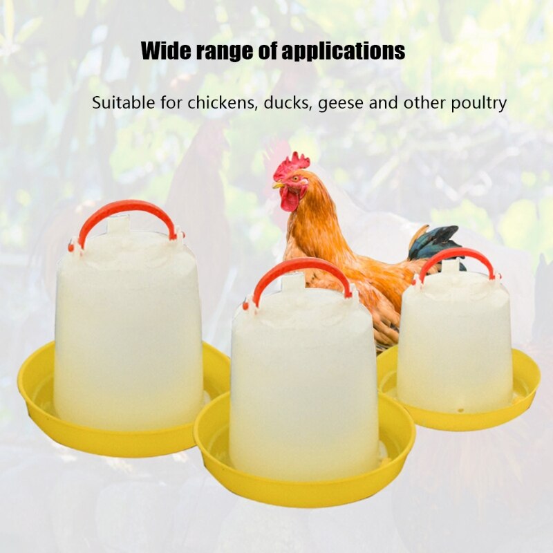 Chicken Waterer Durable Automatic Poultry Water Feeder Drinker with Handle Hanging Poultry Water Container with Outlet