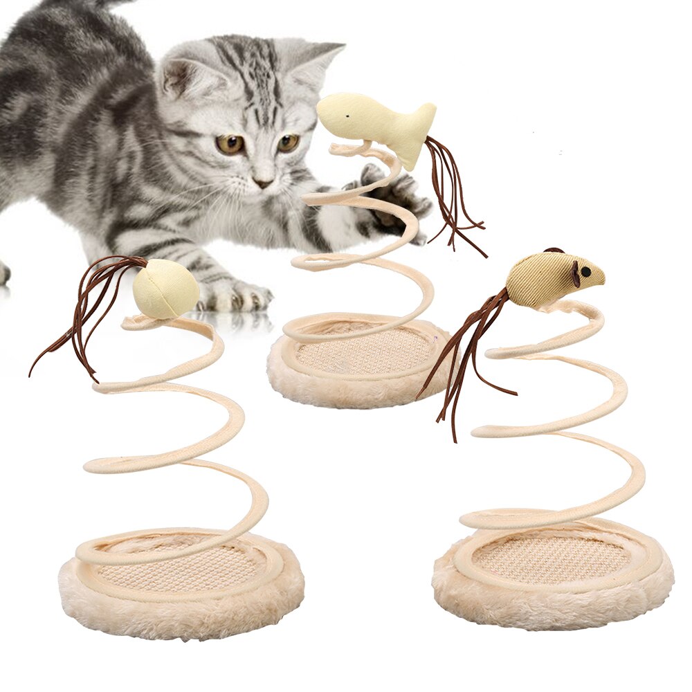 Kæledyr kat lege legetøj fisk plys spiral spring kattelegetøj sød fisk lege kat killing legetøj 3 stile^ 1
