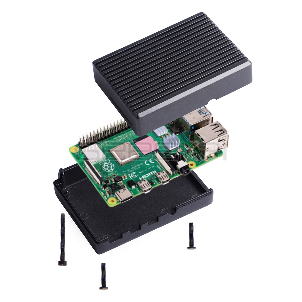 Geeekpi Zwart/Donkergrijs Metalen Case Behuizing Cover Shell Met Koellichamen Voor Raspberry Pi 4B Pi 4 Model B