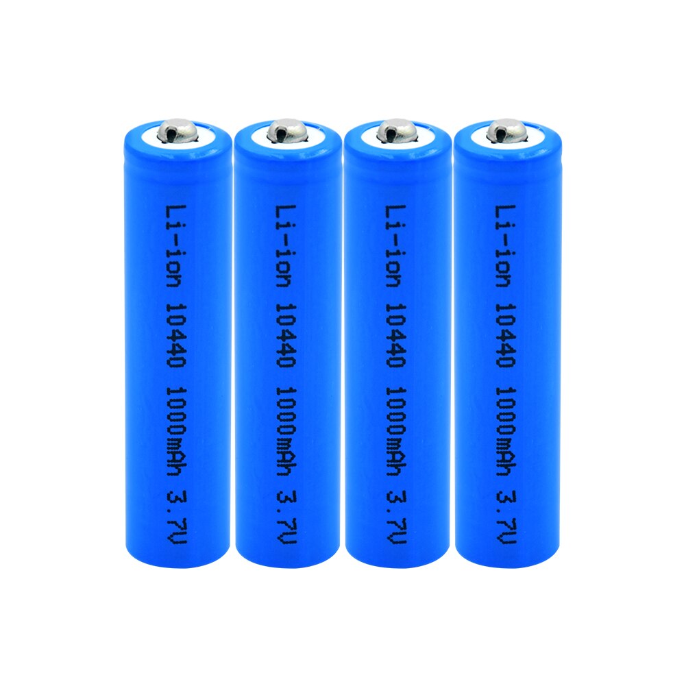 4Stck 10440 kapazität Batterie 1000mAh 3,7 V Lithium-ionen AAA Batterien Geschmack oben Li-Ion Batterien TASCHENLAMPE RASIERER: vier