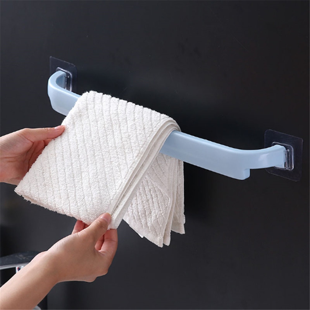 Soporte de plástico autoadhesivo para toallas estante Adhesivo de pared para colgar toallas de cocina, colgante para papel higiénico