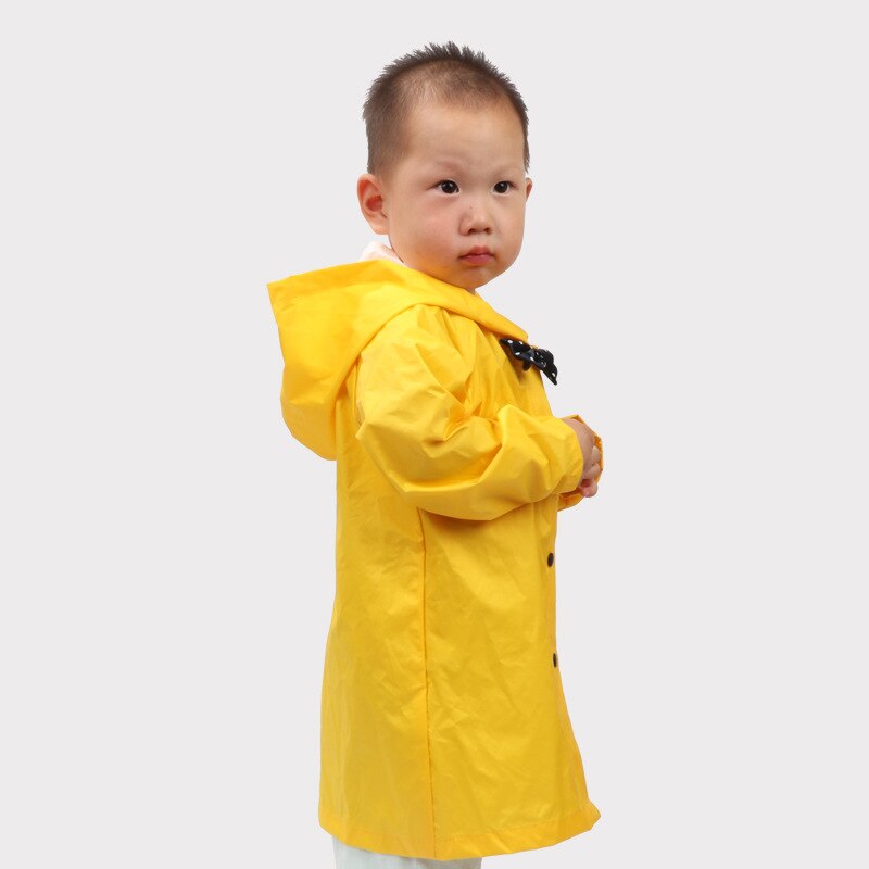 Kids Yellow Raincoat Age 2-10 Years Kids Hooded Button Down Long Jacket Bow Rainwear Lightweight Raincoat