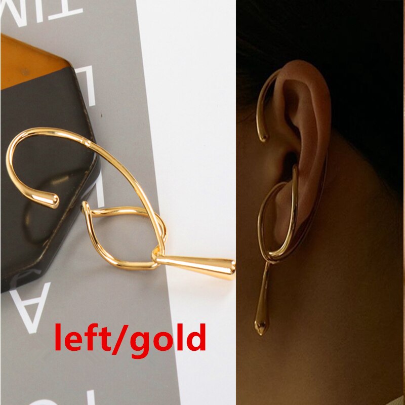 HUANZHI2020 Gold Metal Oor Manchet Oorbellen Zonder Piercing Geometrische Kraakbeen Oorbellen Voor Vrouwen Meisje Sieraden: 2 left gold