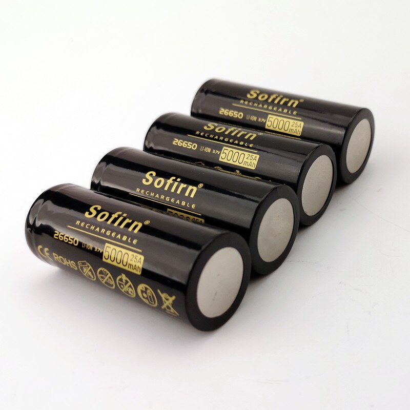 Sofirn 26650 Battery 5000mAh 3.7V 25A Rechargeable Battery 5C High Discharge Drain Lithium Batteries for LED Flashlight/Toys