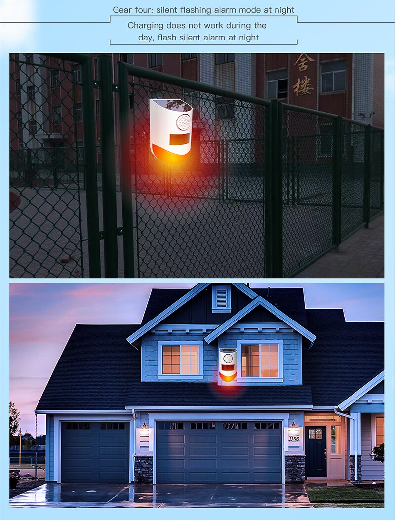 For Smart Home Alarm Security System 120dB Solar Energy Indoor Outdoor Wireless Flashing Siren Strobe Light Siren