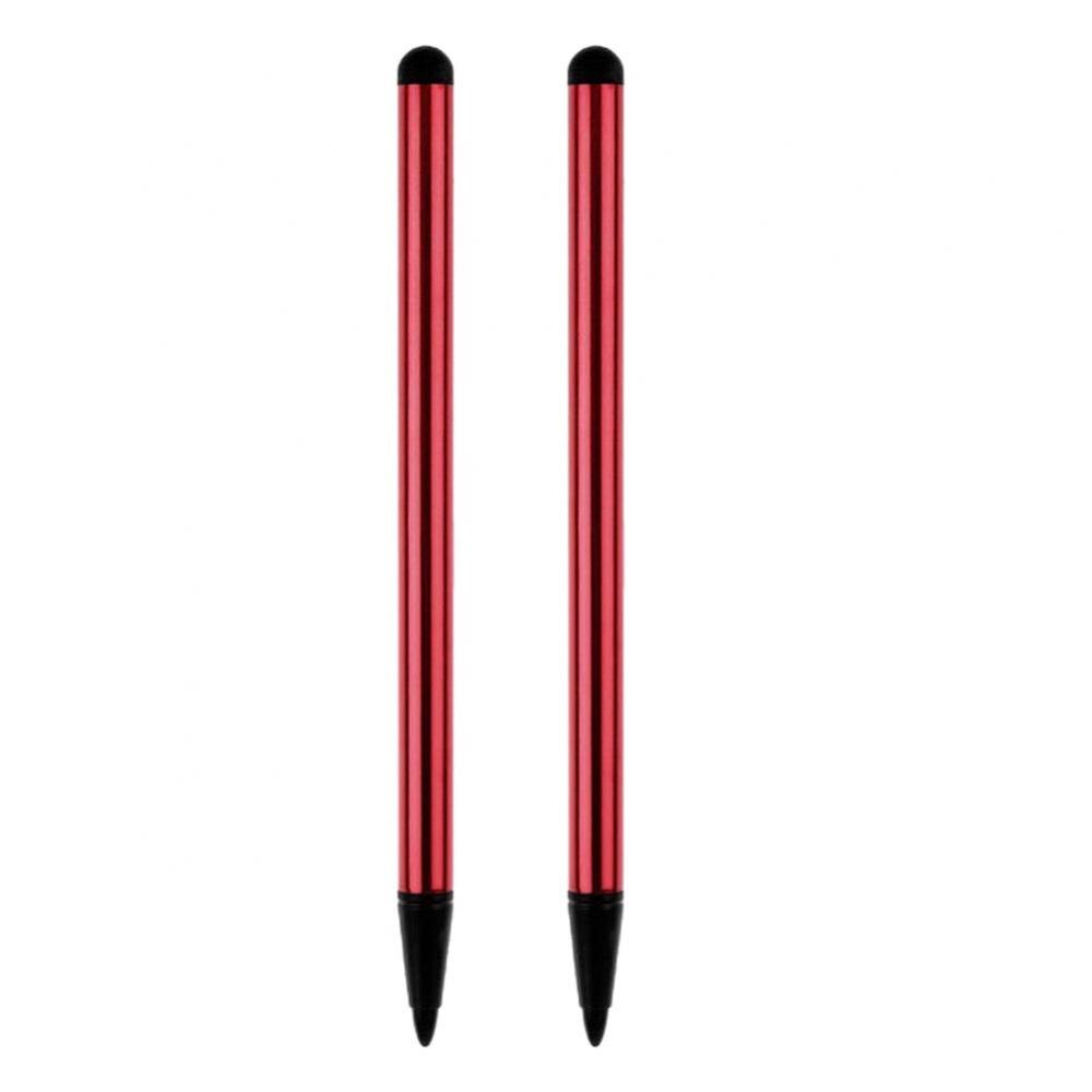 Stylus caneta de metal com ponta para celular, esferográfica com ponta adequada para celular, 2 peças: Red 2pcs