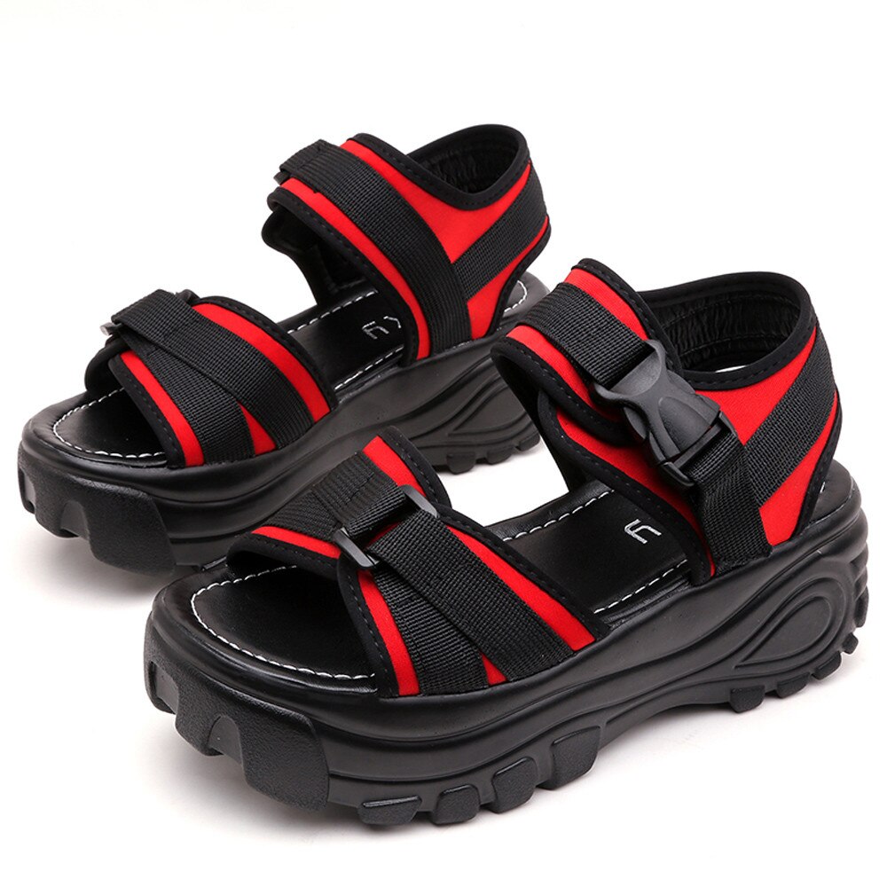 Sandali sportivi cinturino con fibbia scarpe estive da donna moda punta aperta piattaforma spessa zeppe sandalo moda gomma sandali Casual 2020