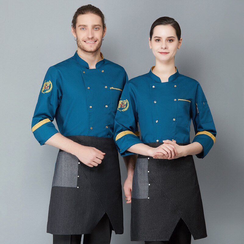 Kokin työvaatteet pitkähihaiset syys- ja talvivaatteet hotelli catering keittiö kokin vaatteet pitkähihainen valkoinen mies