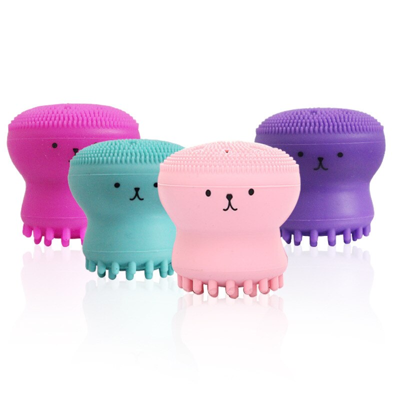 Octopus-cepillo de limpieza facial para lavado de silicona, limpiador de poros pequeño, exfoliante, en caja, cepillo de cuidado de la piel
