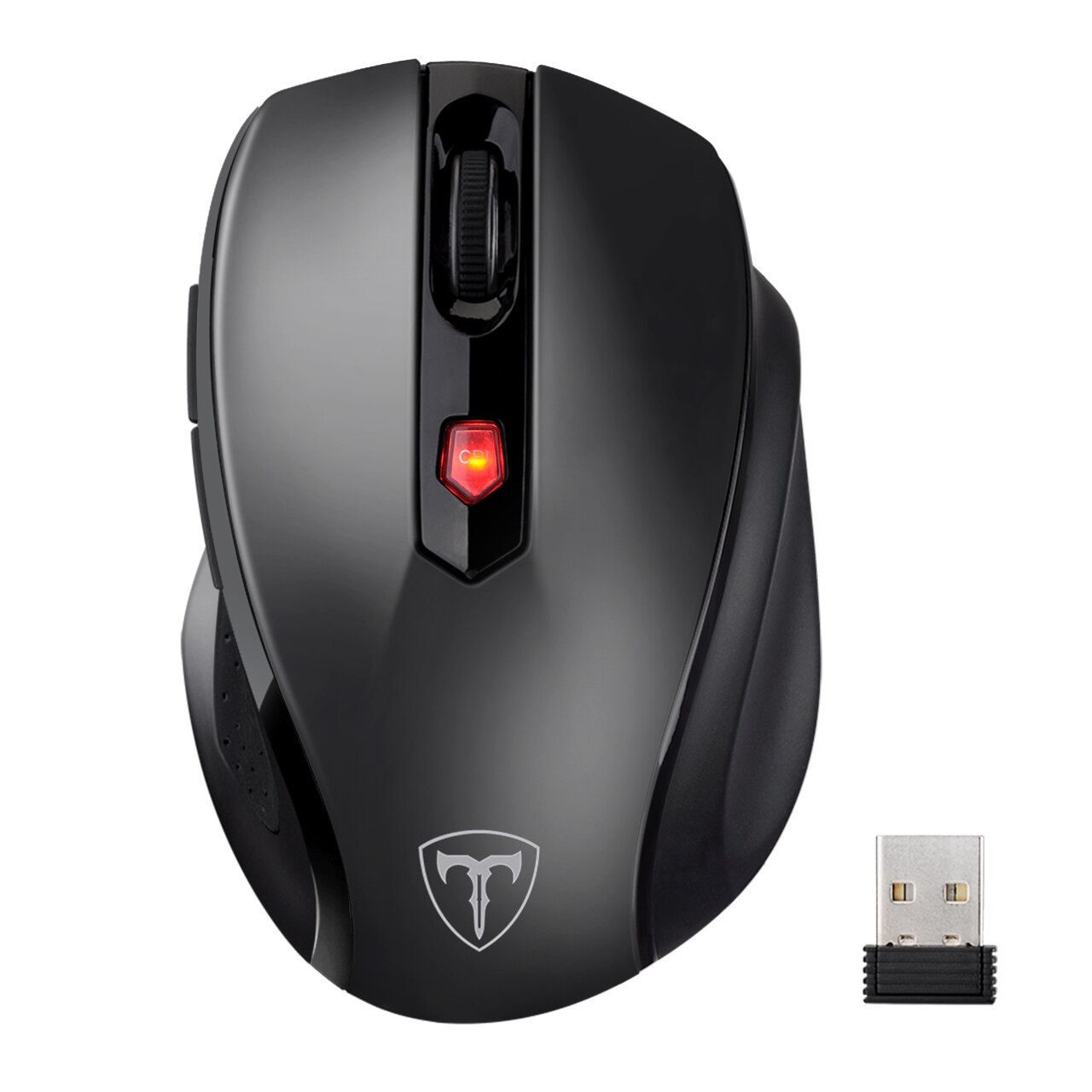 VicTsing – souris optique sans fil ergonomique, 2.4G, avec récepteur USB, 5 DPI réglables, 6 boutons pour ordinateur portable et PC: Black
