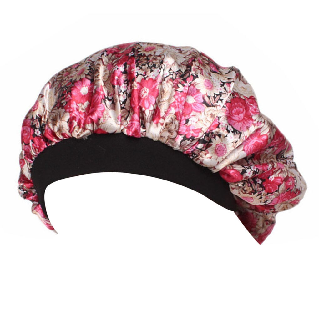 Unisex Adults Satin Nightcap Wide-Brimmed Floral Men Women Sleeping Cap Keep Hair Fresh And Charming For Spring Autumn Winter