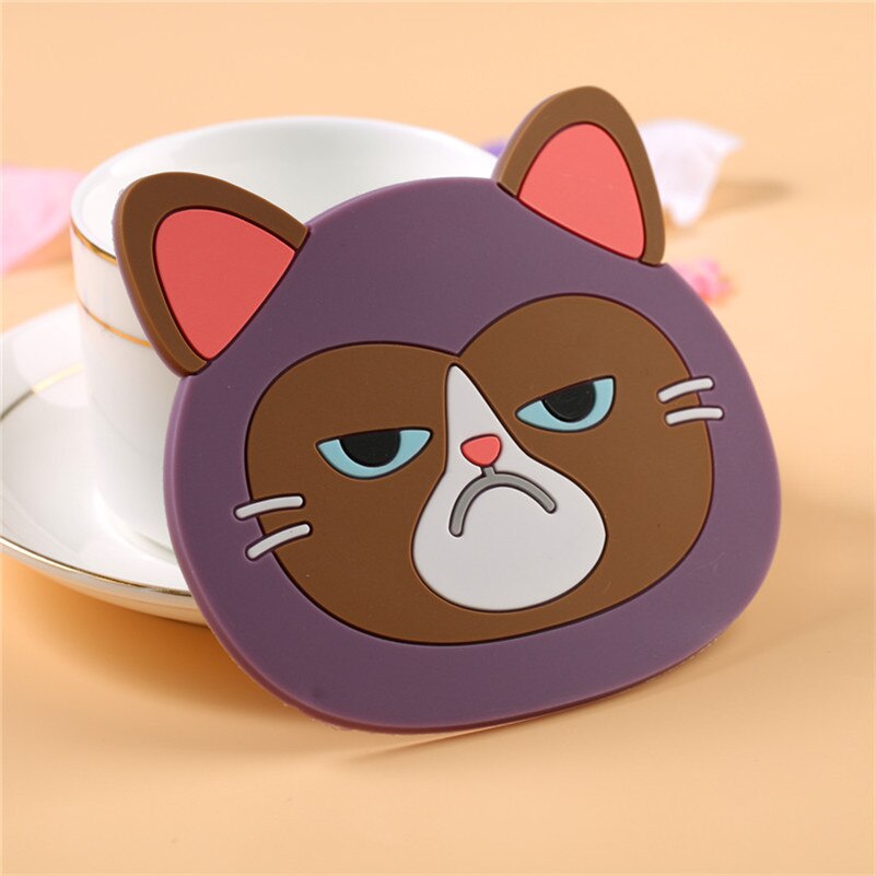 1 stykke lytwtw silikonbord matemat dalbane kjøkken tilbehør matte kopp bar krus tegneserie drikke pads doilies katt dyr kaffe