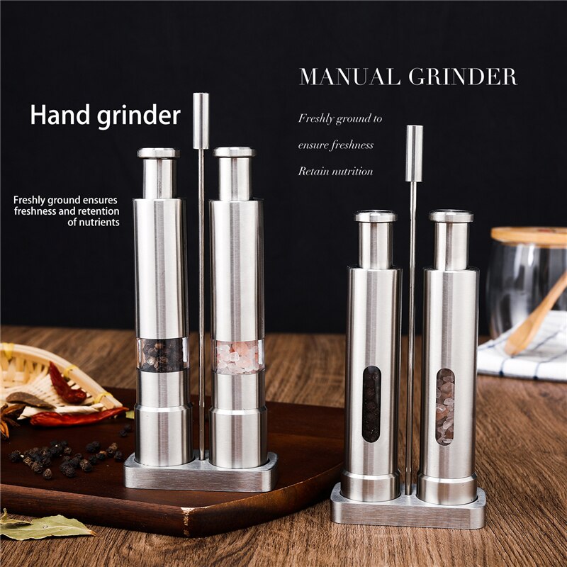 Manuelle Salz und Pfeffermühle einstellen Daumen drücken Pfeffermühle Edelstahl würzen Soße Gewürzmühlen Mit Metall Halfter Küche Werkzeug