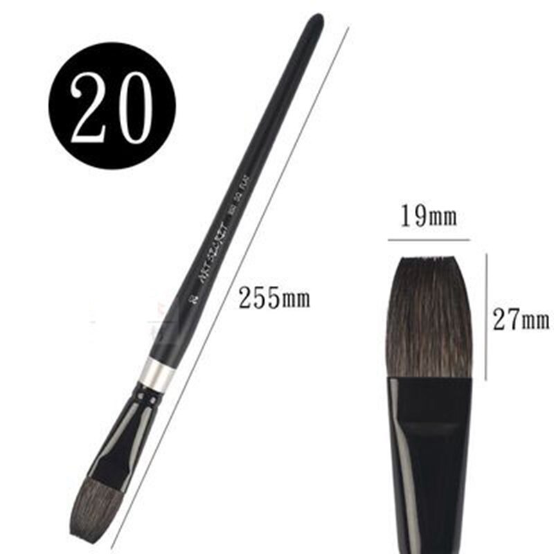 Platte eekhoornhaar aquarelverf penselen schilderpenseel voor aquarel, gouache, acrylverf kunstbenodigdheden: Vlak 20