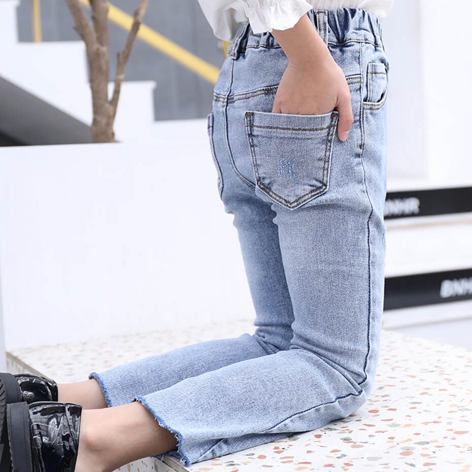 Jean pour filles trou enfants fille déchiré jean décontracté enfants botte coupe jean printemps automne vêtements pour enfants