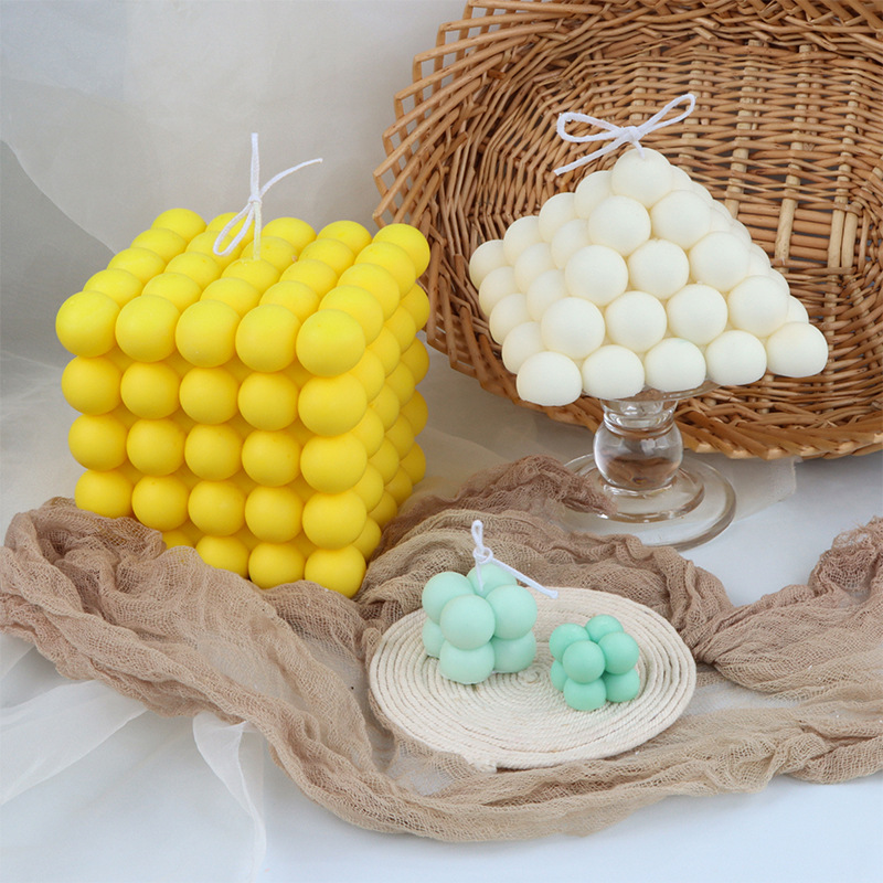 Cubo de burbujas grande de silicona para decoración de escritorio, molde de vela hecho a mano de resina epoxi de yeso para aromaterapia