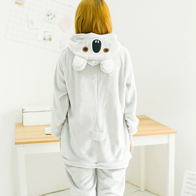 Kigurumi Koala-Pijama de una pieza con capucha y manga larga para adultos, pijama de una pieza con capucha, de franela, para adultos