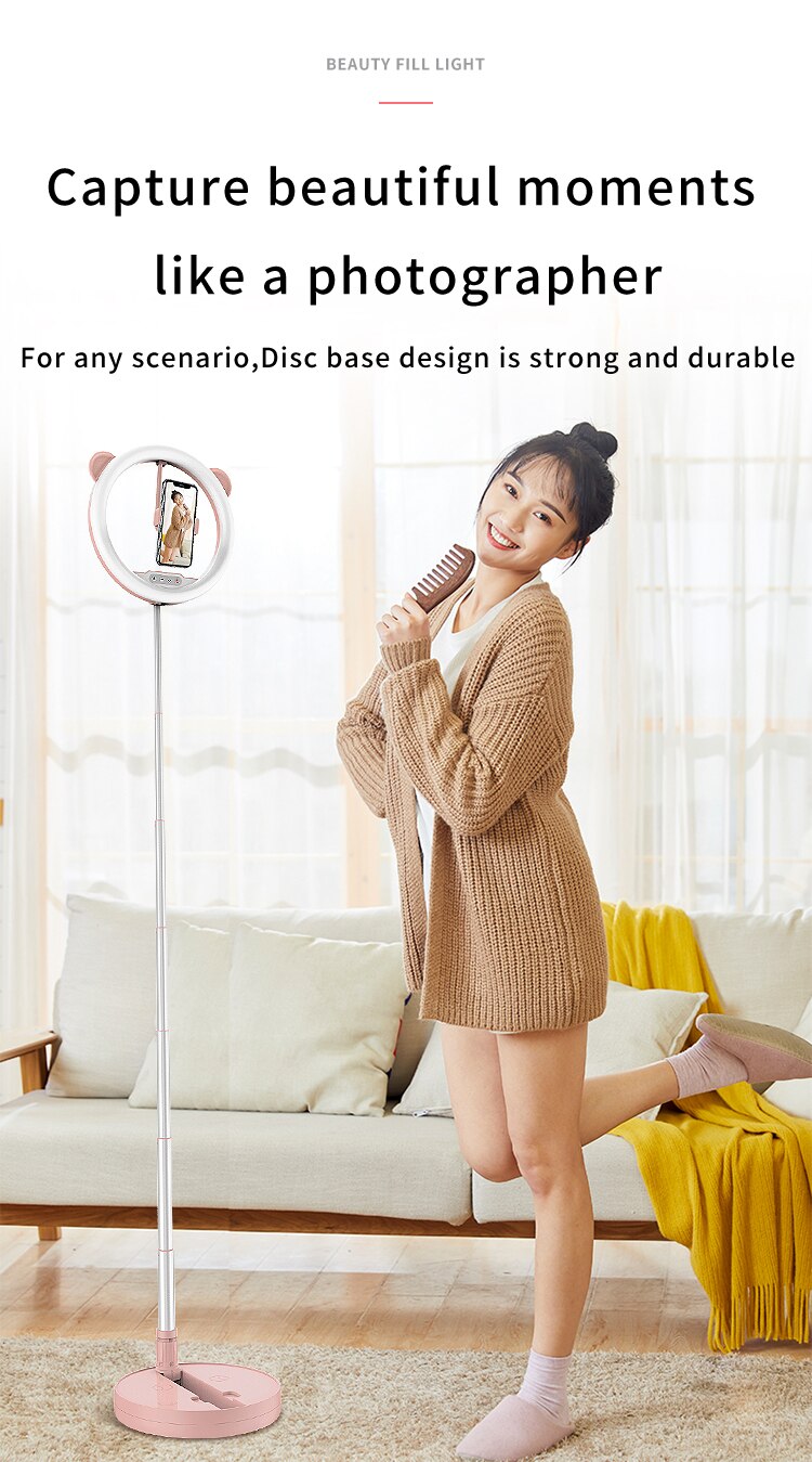 G2 10" Portable LED Ring Light Studio Photo Video Dimmable Lamp + Tripod Stand Folding Integrated Ring-shaped Fill Light