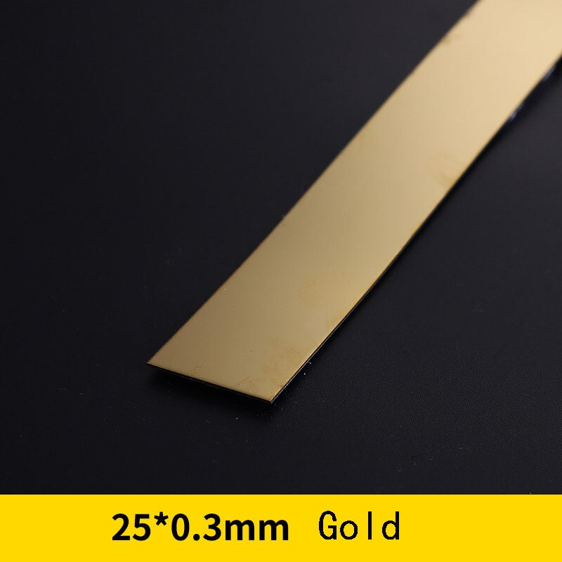5 Meter Stainless Steel Flat Decorative Line Wall Sticker Titanium Gold Background Ceiling Edge Strip Self-adhesive For Home: 2.5cm Gold