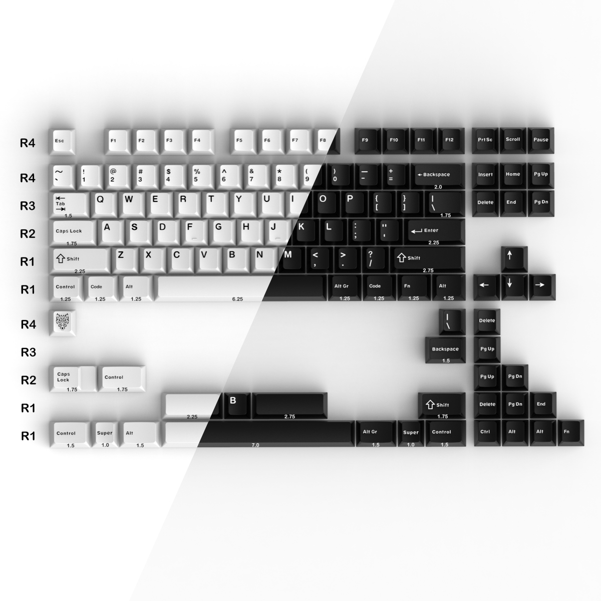 GMK BOW/WOB Keycaps Double Shot 114 Keys PBT Cherry Profile Alice Layout White Black Keycaps For Mechanical Keyboards 7u Keys