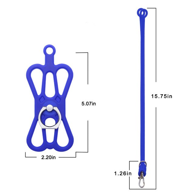 Universal Lanyard For Phone Silicone Sports Strap Mobile Phone Lanyard Ring Holder Case Neck Hanging Rope Sling Chain: Blue