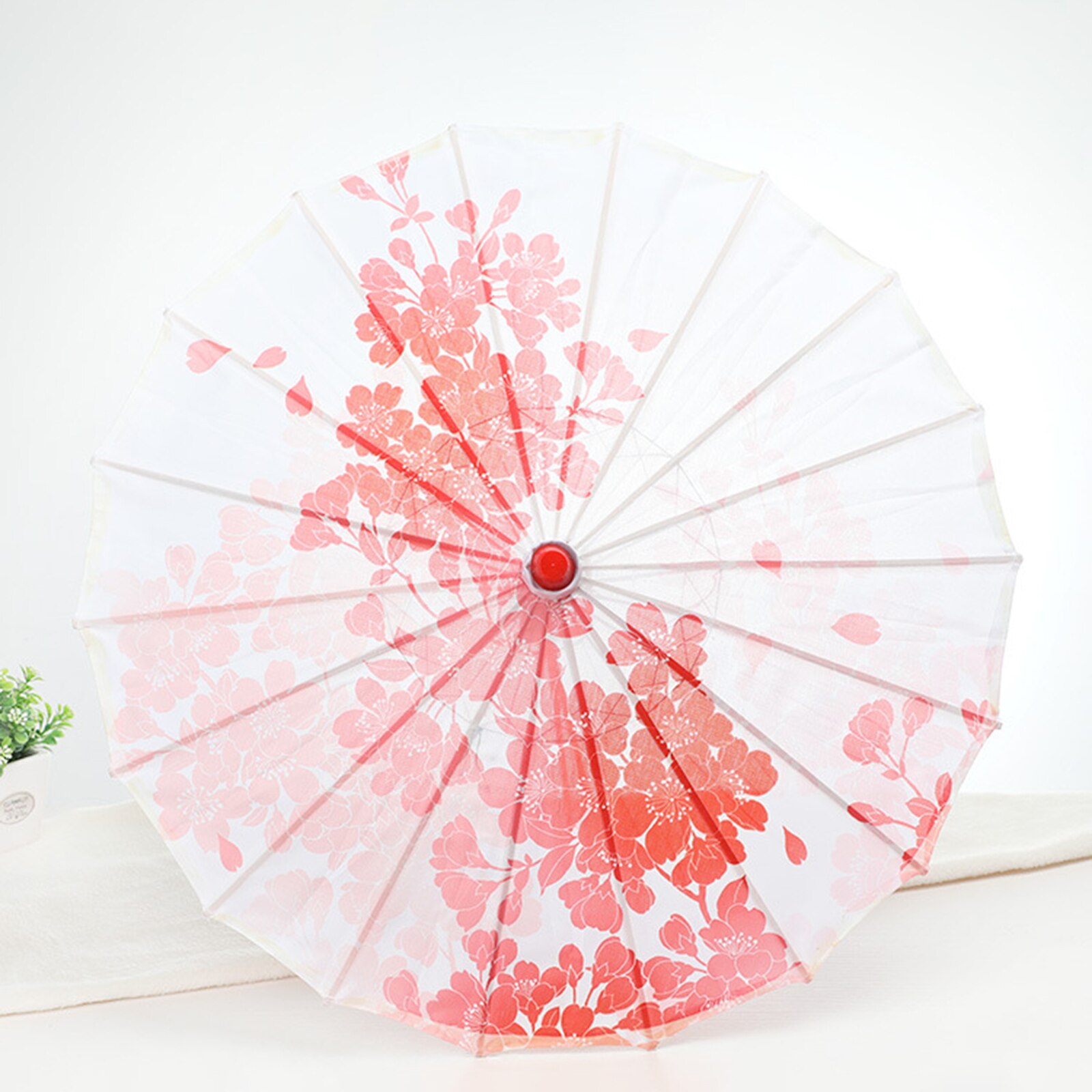 Kids Umbrella Bamboo Frame Cloth Umbrella Flower Pattern Chinese Classical Dance Umbrella For Dance Photography Art Decoration