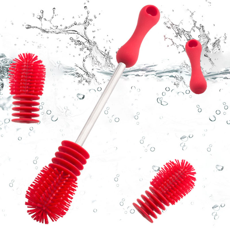 Nouvelle brosse multifonctionnelle en Silicone pour biberons, nettoyage à Long manche rotatif à Long manche, nettoyage de bouteilles de lait pour bébés