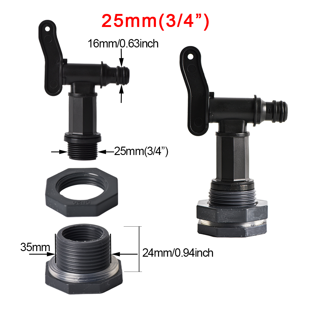 Rain Barrel Spigot Kit 1/2 3/4 1 inch Thread Kit with Bulkhead Fitting Hose Faucet Adapter for Water Tanks Garden Barrel