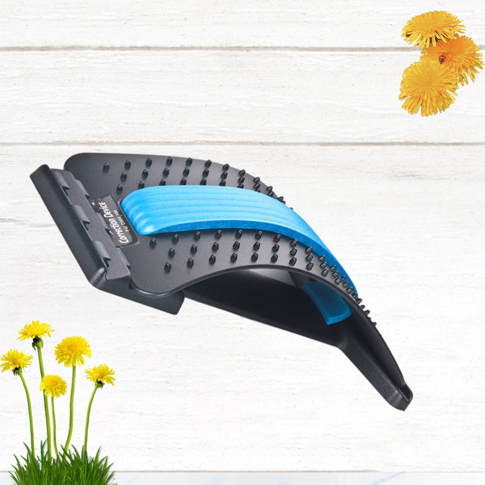 Spine Pain Relief Lumbar Traction Stretching Device Waist Spine Relax Back Board (Blue)