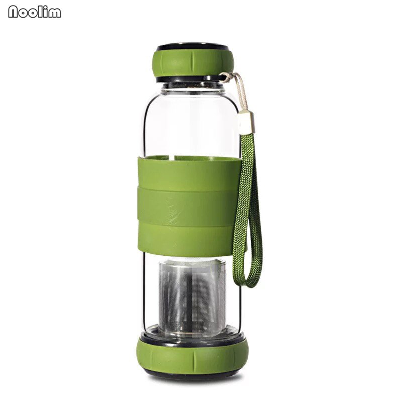420ml bærbar græskar forretning gennemsigtig vandglas med te infusionsvæske anti skold udendørs flaske fødselsdag drinkware: Grøn