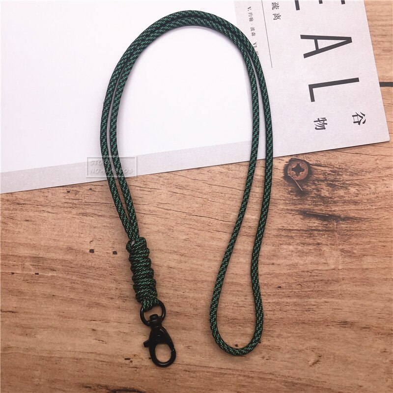 Outdoor Rock Climbing Metal Clip Parachute Cord Hanging Neck Rope Lanyard for Phone Camera USB Holder ID Card Badge Holder: Niebieski/zielony