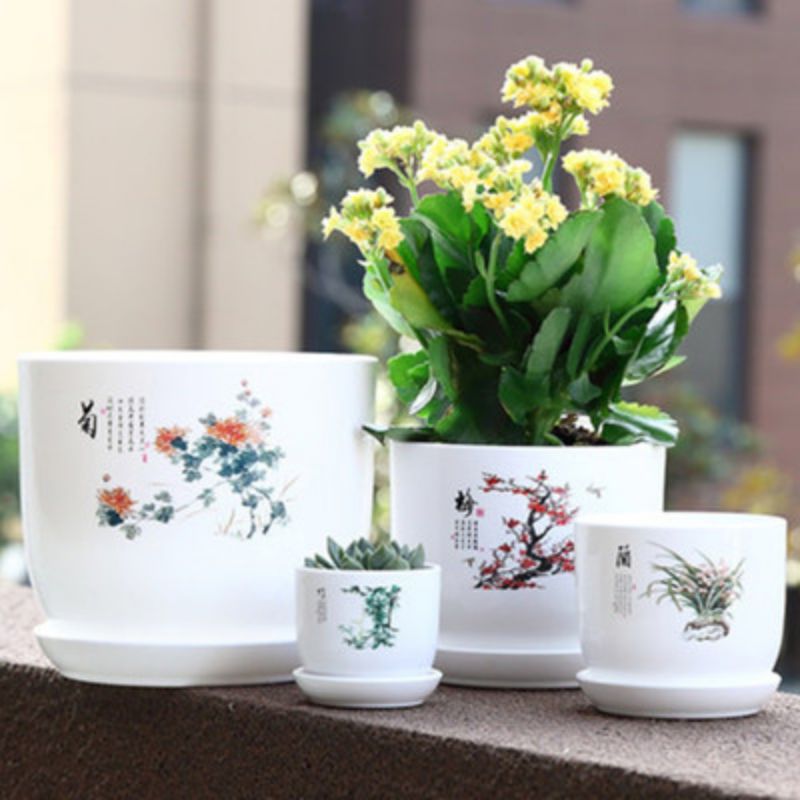 Pot de fleurs en résine pour Cactus Pot de plantes succulentes Style chinois bonsaï Pots Pot de fleur avec trou de Drainage conteneur planteur