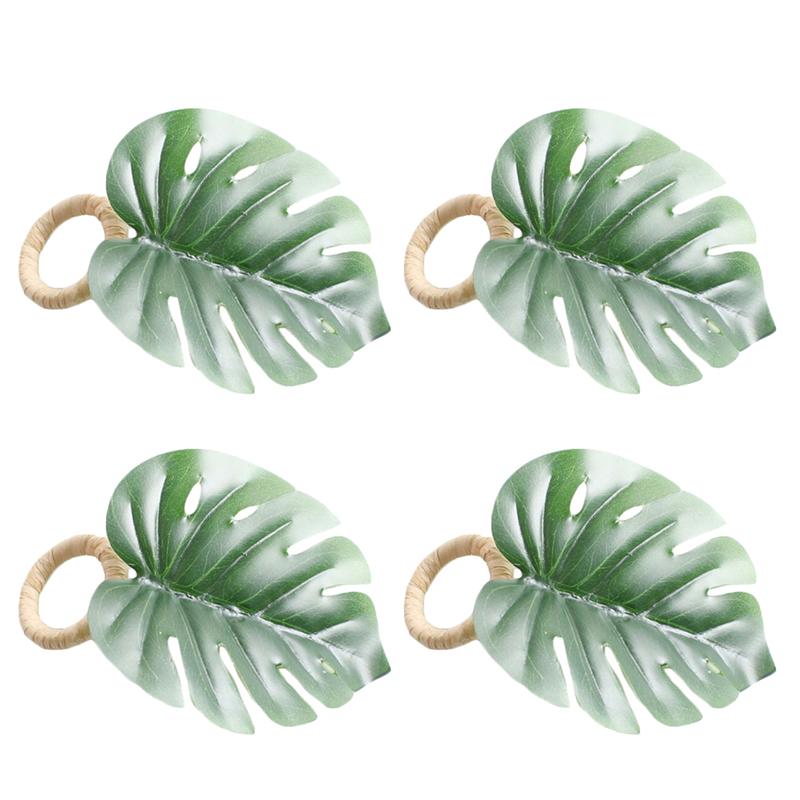 4 Stuks Servet Gespen Simulatie Groene Bladeren Servet Sluitingen Servet Ringen Voor Party Eettafel Decoraties
