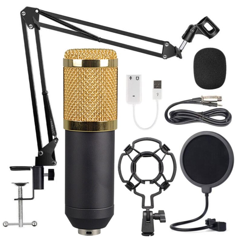 Condenser Microphone Bundle BM-800 Mic Set for Stu dio Recording & Brocasting Microphone Kit for Pc Computer: Yellow