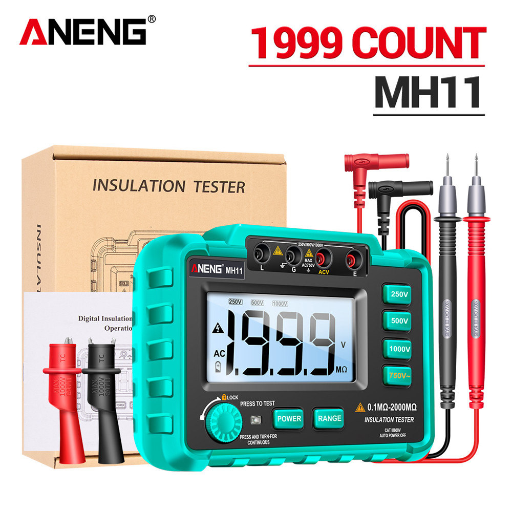 Aneng MH11 Isolatie Aarde Weerstand Tester Digitale Ground Resistance Meter Ohm Voltage Tester Megohmmeter Megger Meter