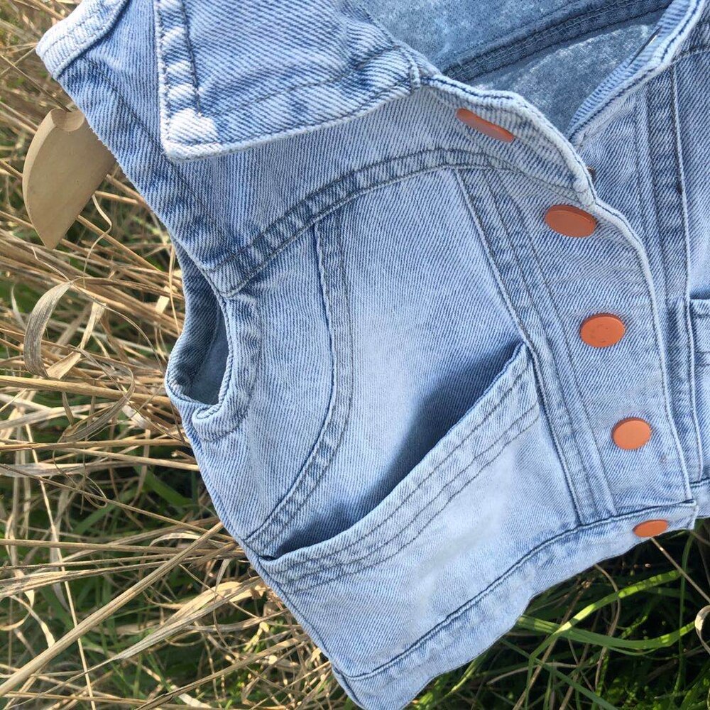 1-8T Baby Westen Jungen Mädchen Jeans Baby Jacke Denim Weste Oberbekleidung freundlicher Kleidung Frühling Herbst Kleidung freundlicher weste Spitzen