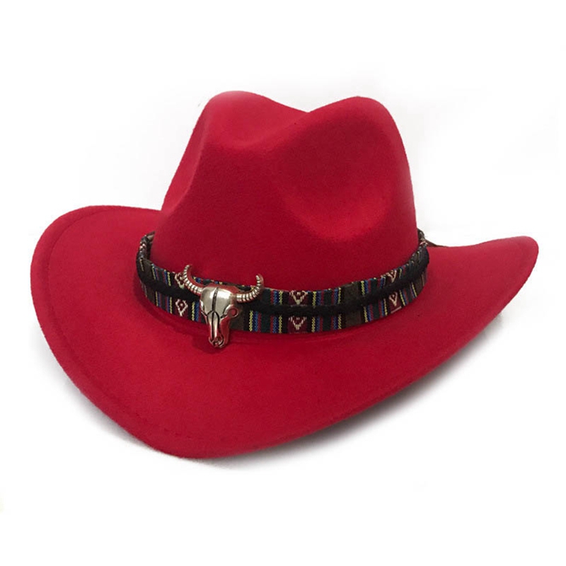 Chapeau de Cowboy de Style ethnique | Chapeau en laine pour femmes, chapeau de Jazz, chapeau de Cowboy de l'ouest, offre spéciale: RD