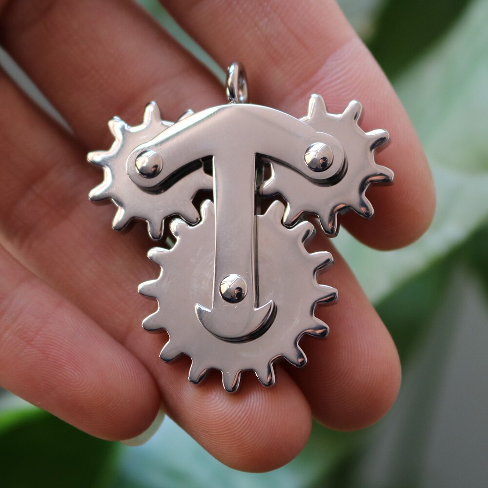 Rotating Stainless Steel Gear Spinner Necklace/ Keychain Hand Fidget Gear Autism/ADHD/Anxiety Anti Stress Toy