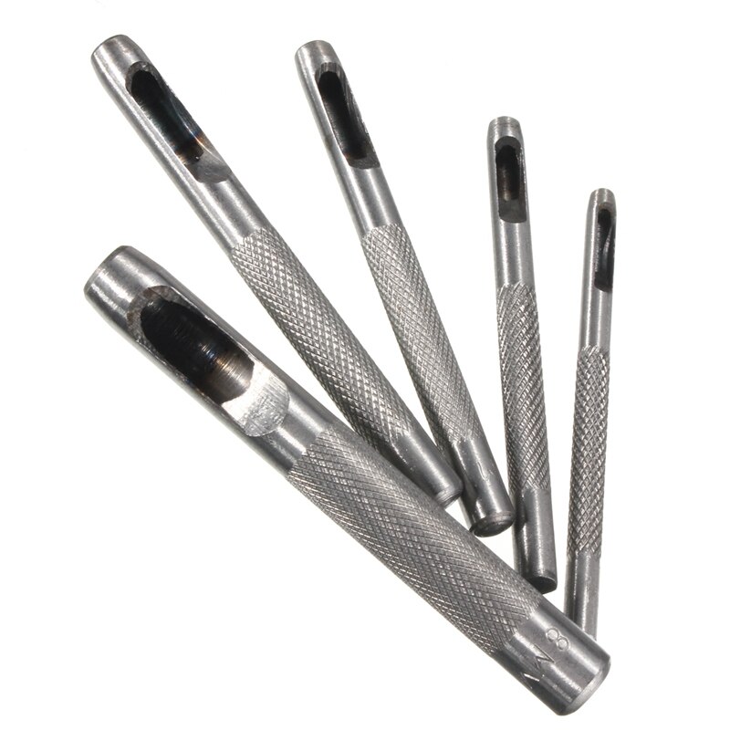 Durable 5PCS Carbon Steel Hollow Hole Punch Set Leather Hole Maker Gasket Fabric Paper Plastic Wood Hand Tool Carbon Steel