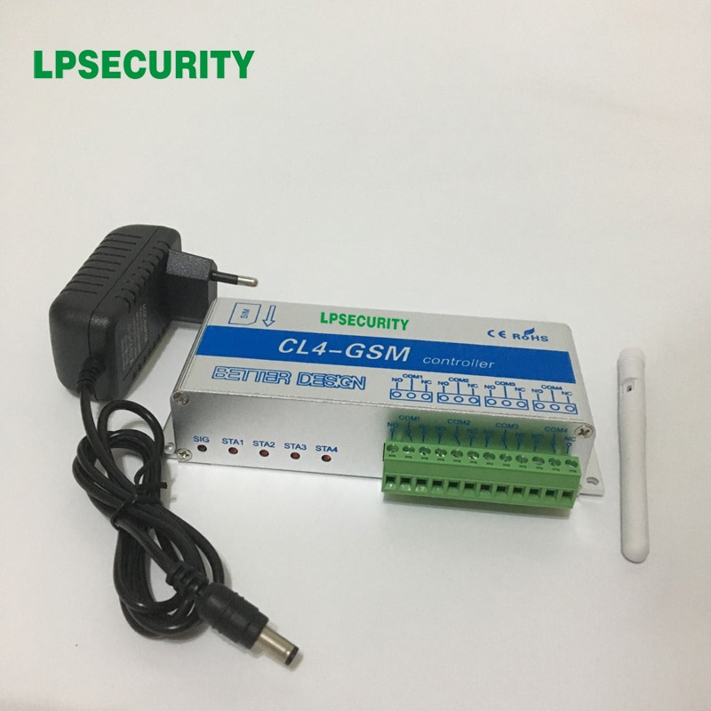 Lpsecurity Gsm Sms Controller CL4-GSM Sensor Draadloze Afstandsbediening Met Aluminium Doos 4 Relais 3M Antenne Optioneel