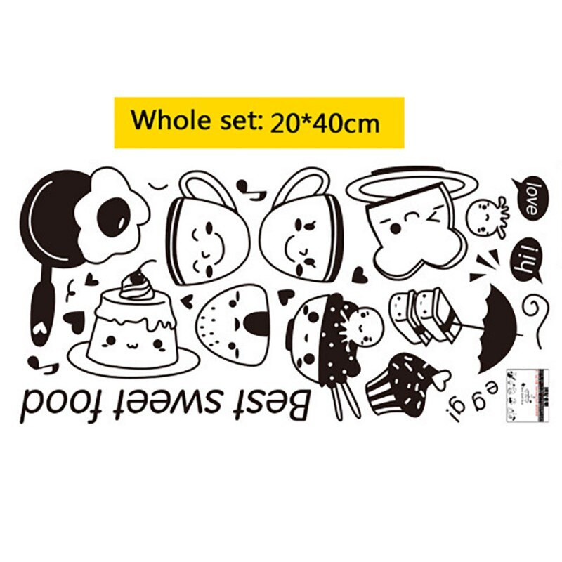 Removable Kitchen Wall Stickers Coffee Sweet Food DIY Wall Art Decal Decoration Oven Dining Hall Wallpapers PVC Wall Decals·: Default Title