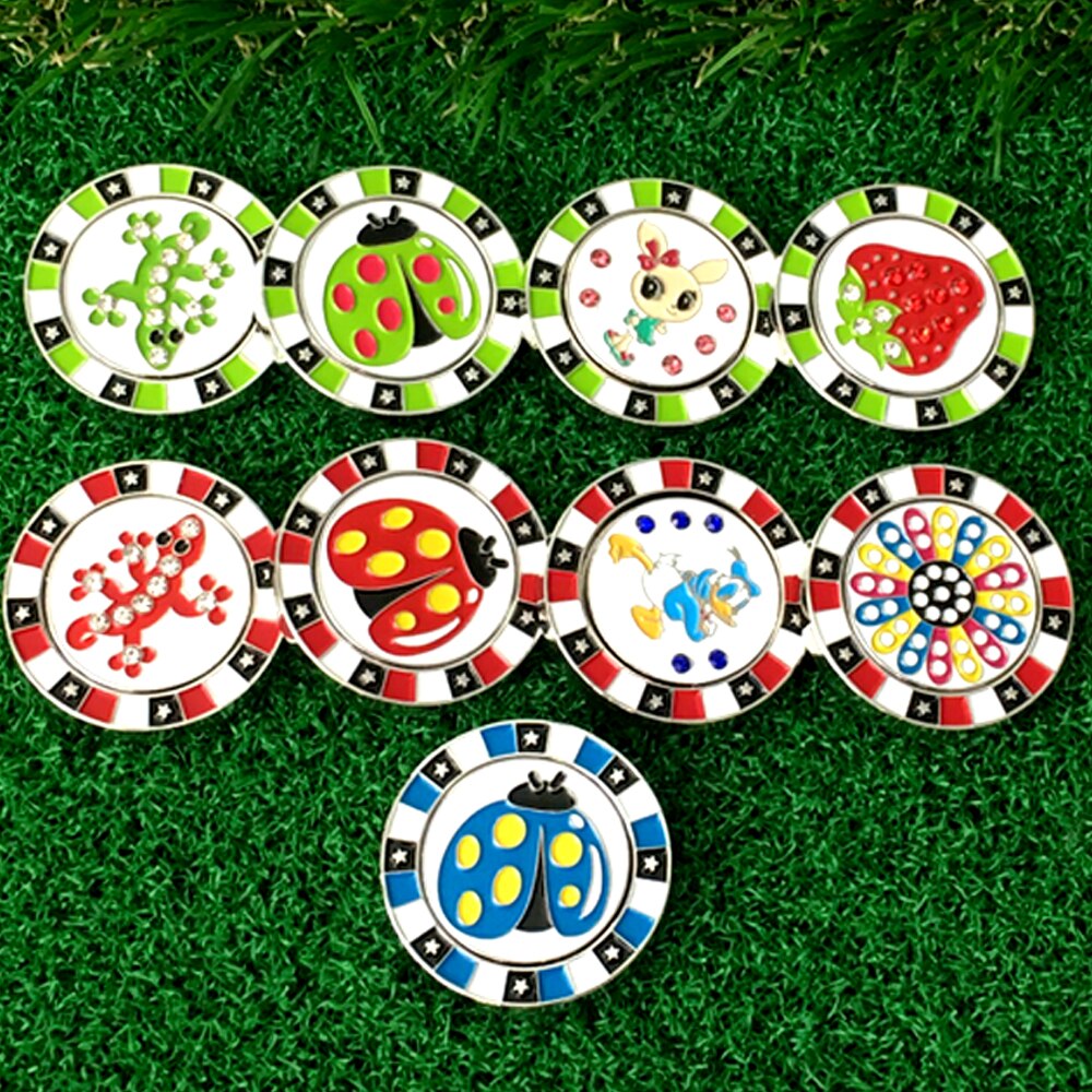 Double Layer Golf Ball Markers Assorted Patterns, Mark Golf Hat Clip Divot Tool Accessories