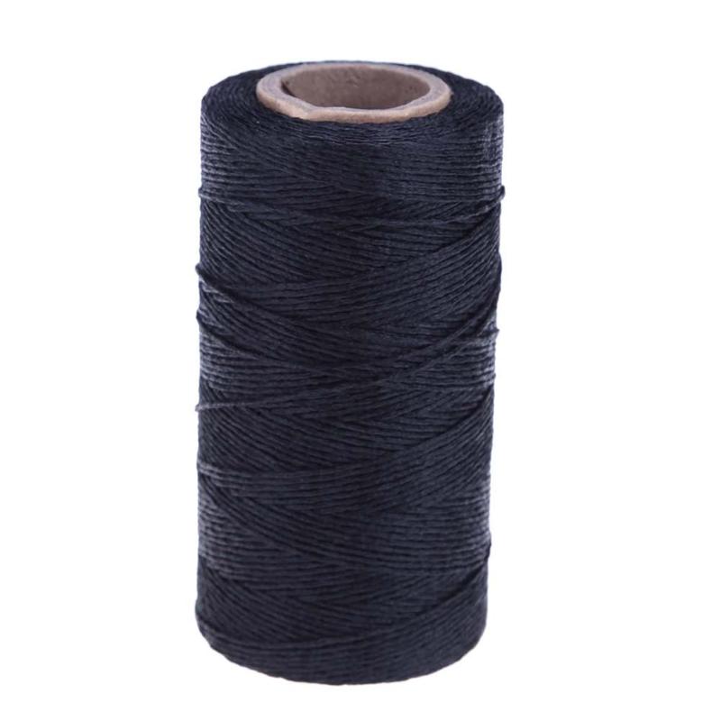 Hilos de coser encerados 150D/16, herramientas de costura para zapatos de reparación artesanal, hilo para coser cuero de nailon resistente y duradero plano: Black