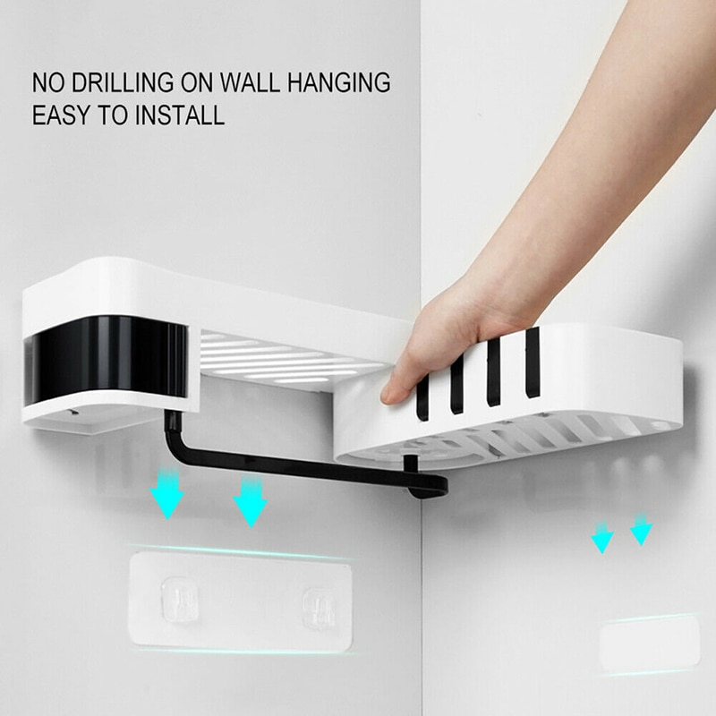 1 pc Ecke Dusche Regal Schlecht Shampoo Dusche Regal Halfter Küche Lagerung Gestell Organizer Zauberstab Montiert Badezimmer Spielereien