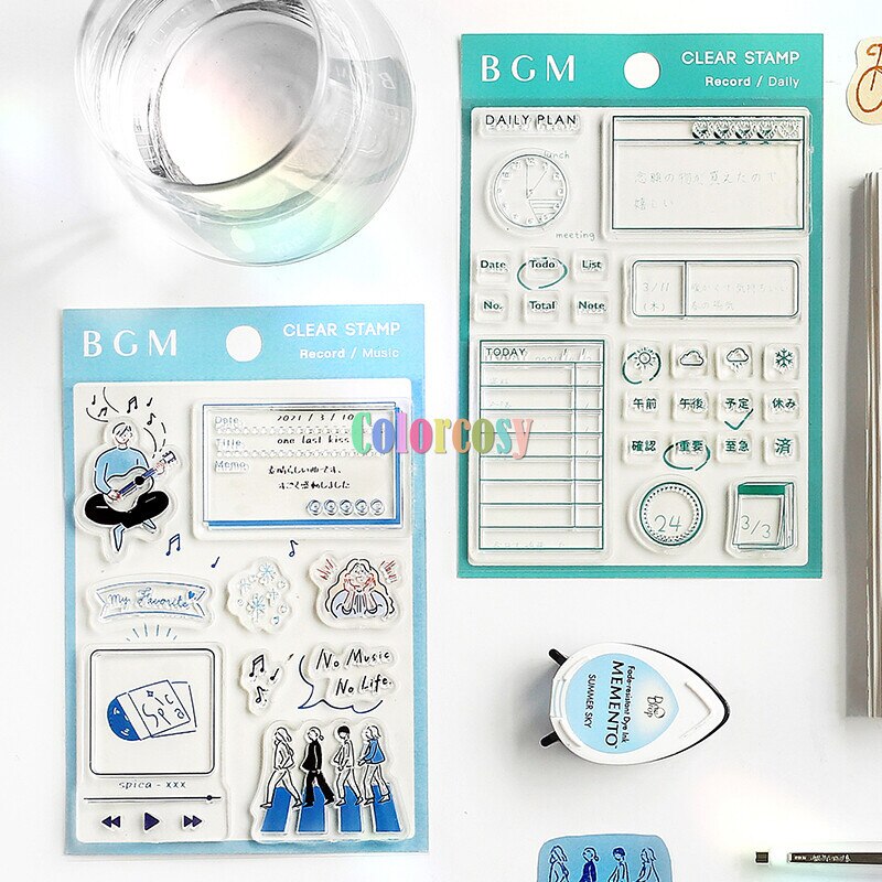 Japan BGM Clear Stamp Album Book, Acrylic Stamping Clear Block, Transparent Clear Stamps Seal,for Scrapbooking Craft Card Making
