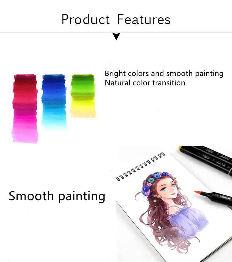 TOUCHNEW Sketching markers Soft brush Marker pen set brush marker alcohol-based marker comic drawing animation art supplies