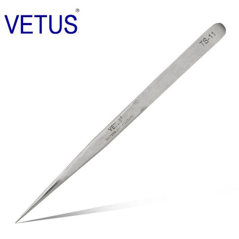 Vetus Ts Rvs Wimpers Pincet Anti-Statische Professionele Volumn Wimper Extension Wenkbrauw Make-Up Tool: TS11